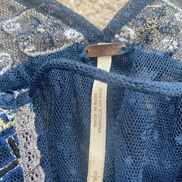 Free People Sheer Top Navy Blue - Picture 5 of 8